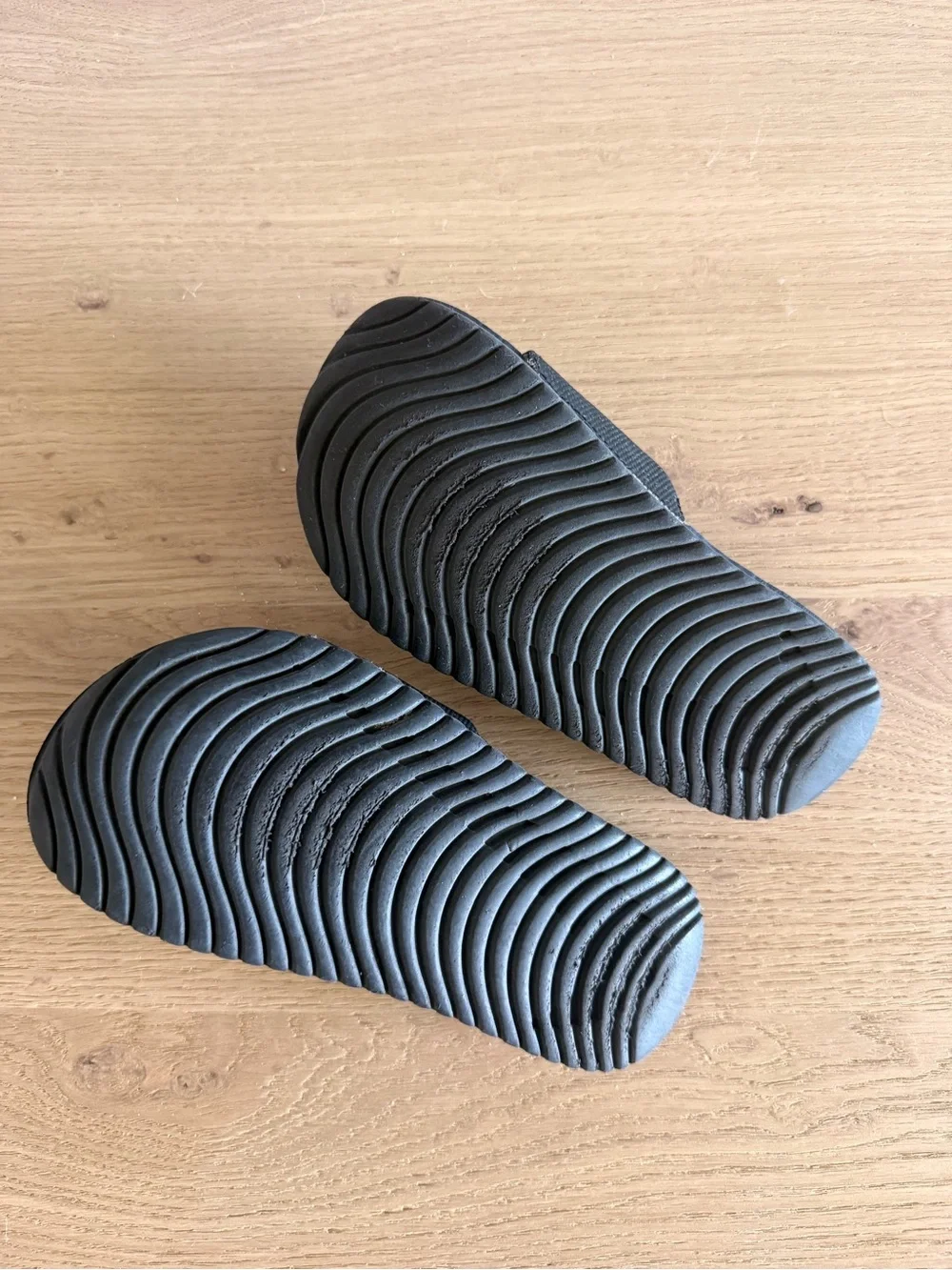 Nike Black Slide Sandals with White Swoosh - Kids